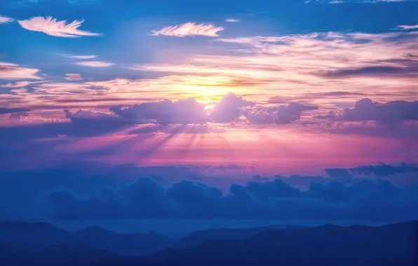 The sky, landscape, morning