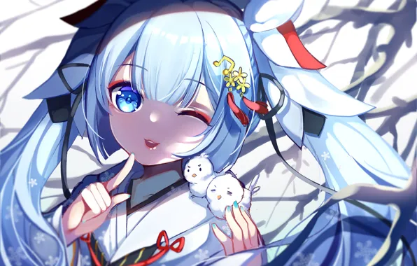 Picture anime, girl, bird, vocaloid, Vocaloid