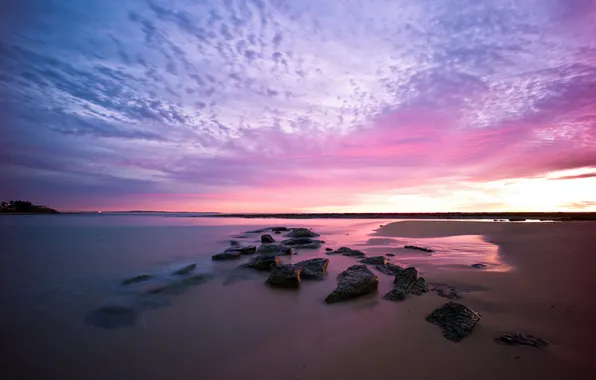 Sea, landscape, sunset