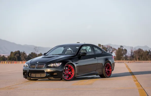 Picture bmw, red, wheels, e92