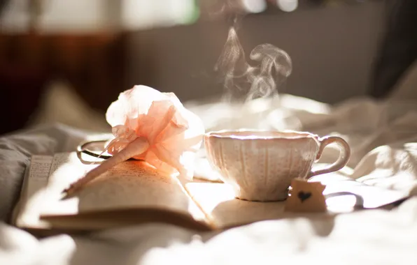 Picture light, tea, pair, the tea party, Cup, paper flower