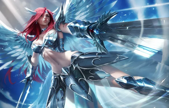 Chest, girl, sword, warrior, art, figure, fairy tail