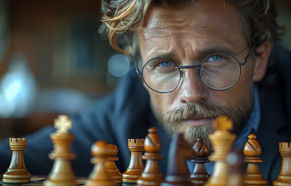 Mustache, look, face, people, portrait, chess, glasses, male