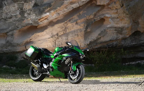 Picture Kawasaki Ninja H2 SX EX, motorcycle, green, Ninja, Kawasaki