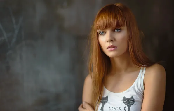 Picture look, girl, portrait, Mike, red, bangs, Michel Keppens