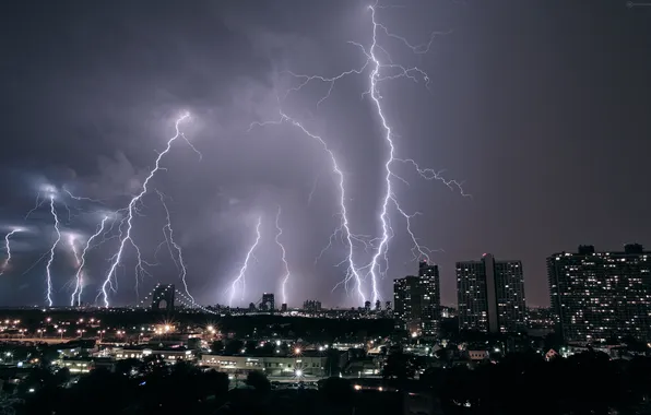 Night, bridge, the city, lights, lightning, home, category, electricity