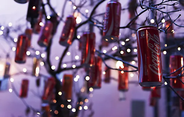 Tree, banks, Coca Cola