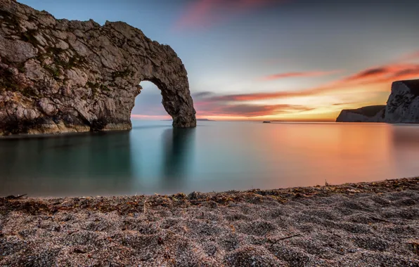 Picture sea, sunset, coast, England, England, Durdle Door