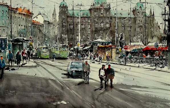 Picture street, home, picture, watercolor, the urban landscape, Maximilian DAmico
