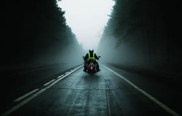 Road, fog, the way, mediocrity, motorcycles, mood, speed, motorcycle