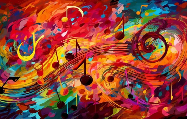 Line, orange, yellow, red, bright, abstraction, notes, music