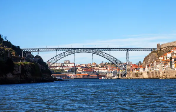 The sky, bridge, river, design, building, home, Portugal, Port
