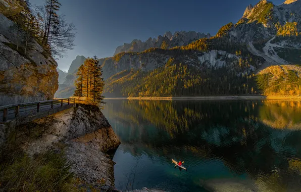 Autumn, forest, landscape, mountains, nature, lake