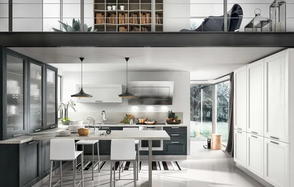 Style, Villa, interior, Italy, kitchen, dining room, dining area, Italian design