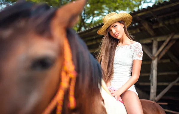 Picture girl, horse, hat, Life They Will Treat Guests, whohoo