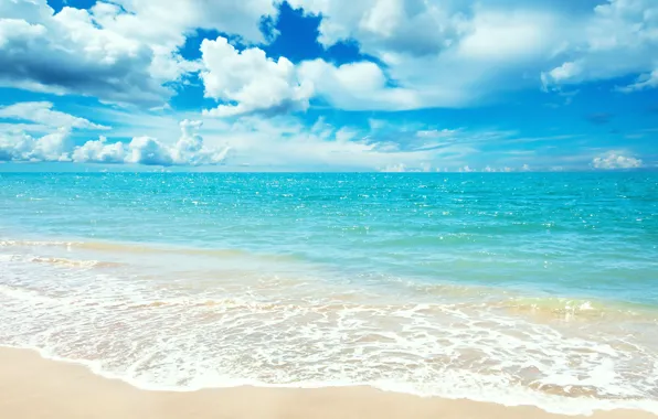 Picture sand, sea, beach, summer, the sky, clouds, landscape, horizon