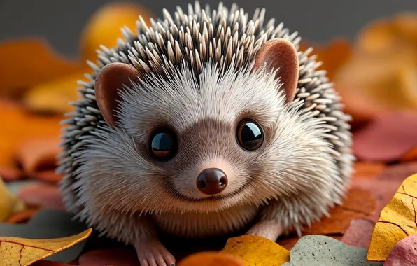 Leaves, hedgehog, generated by AI