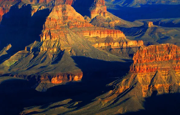 Picture sunset, mountains, rocks, canyon, AZ, USA, Grand Canyon National Park