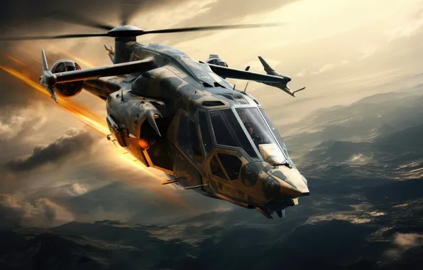 Flight, aviation, technique, helicopter, AI art, neural network