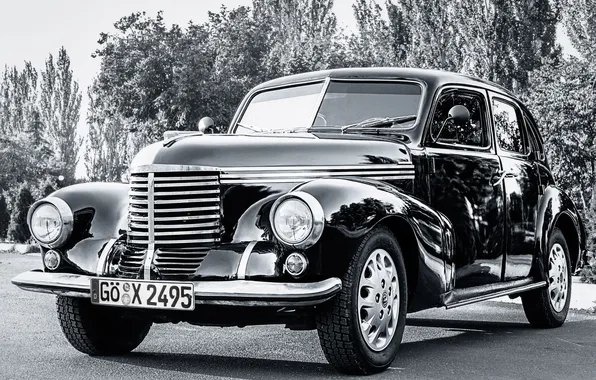 Black and white, Opel, rarity, 1939, Evgeny Degtev, Opel Kapitän