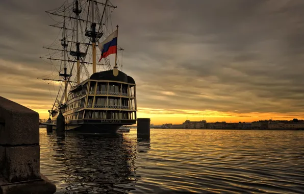 Picture river, ship, Saint Petersburg, Peter