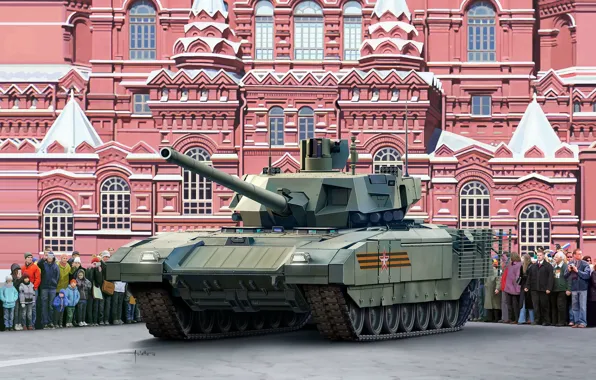 Picture art, tank, Moscow, Red square, May 9, State historical Museum, The Russian army, T-14 "Armata"