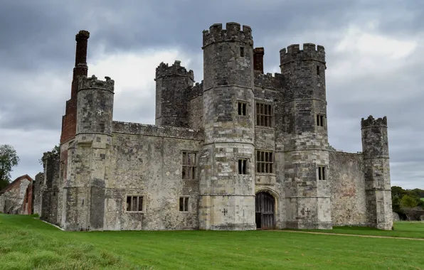 The sky, grass, clouds, overcast, England, ruins, England, Hampshire