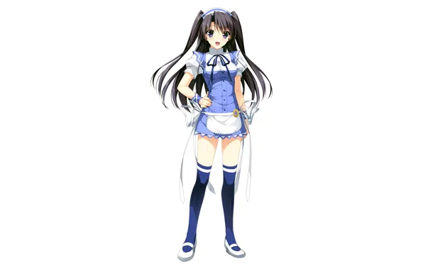 Girl, thighhighs, long hair, dress, legs, anime, beautiful, twintails