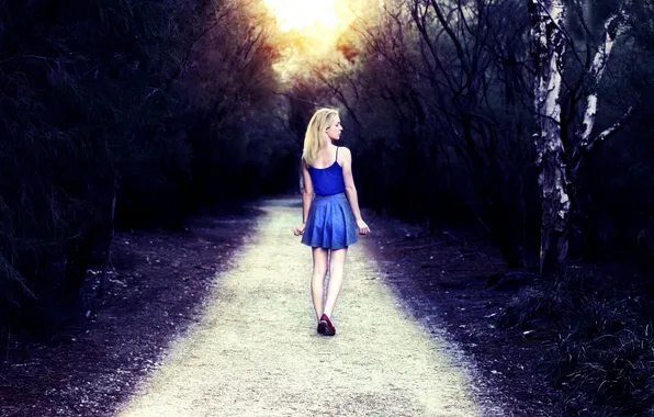 Road, girl, background