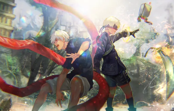 The game, anime, art, guys, two, Gul, The Kaneko Ken