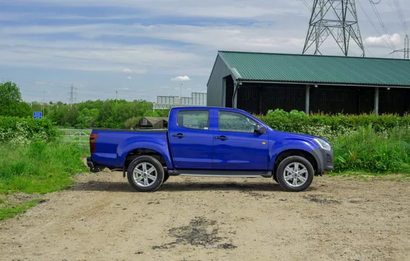 Blue, side, pickup, Isuzu, D-Max, 2019