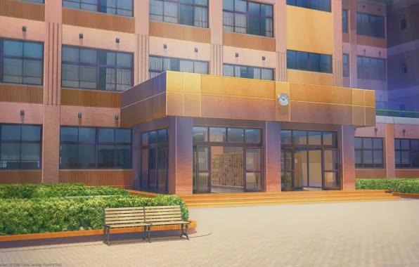 Picture watch, building, school, entrance, Love Money Rock’n’Roll