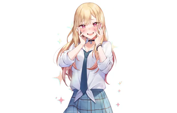 Wallpaper Cute Anime Girl, Smiling, Blushes, Pink Hair