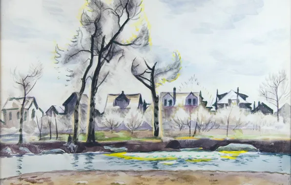 1933, Charles Ephraim Burchfield, Mid-April Landscape