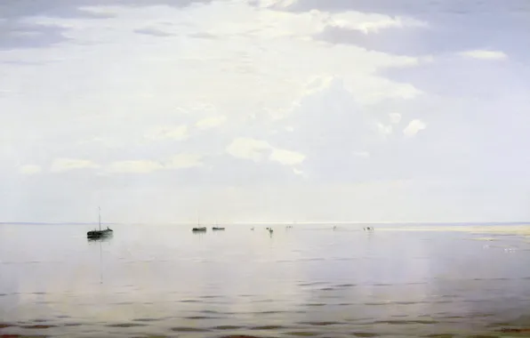 Picture landscape, boat, picture, Nikolay Dubovskoy, On The Volga
