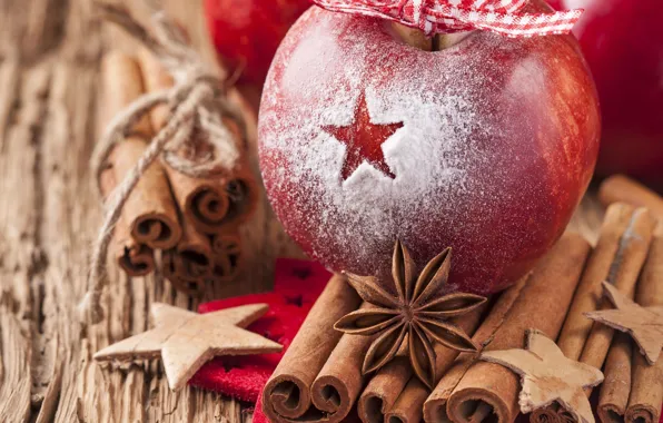 Apples, new year, Christmas, christmas, cinnamon, merry christmas, Anis