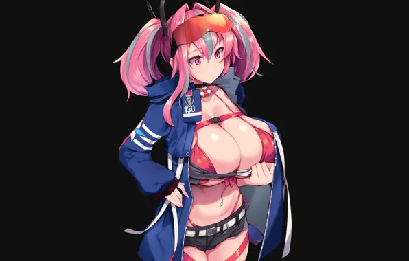 Picture girl, sexy, cleavage, shorts, long hair, boobs, anime, beautiful