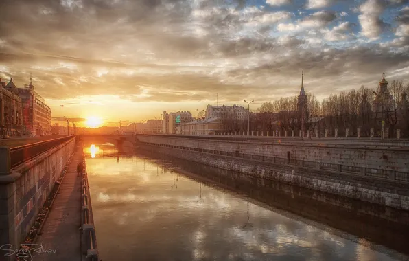 Picture the sky, dawn, Saint Petersburg, channel, Sergey Rehob
