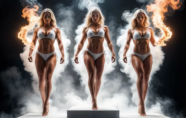 Girls, vineyard, bikini, fitness, model, photo generated by AI