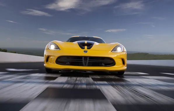 Yellow, Dodge, Dodge, Lights, Viper, Supercar, SRT, The front