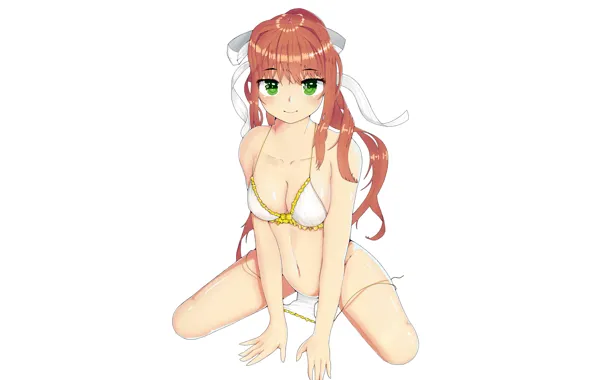Girl, sexy, cleavage, green eyes, long hair, brown hair, boobs, anime