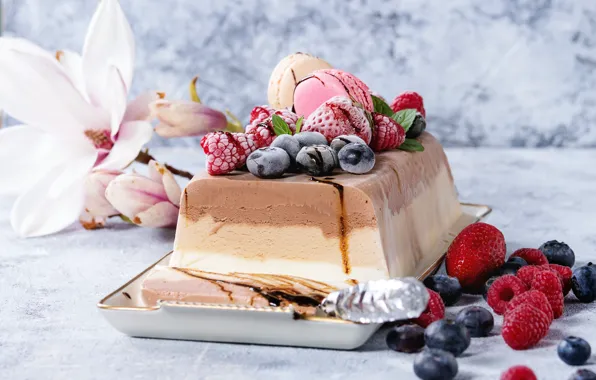 Flower, berries, ice cream, cake, dessert, tray, Natasha Breen
