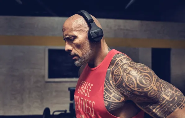 Picture look, pose, headphones, tattoo, tattoo, actor, muscle, muscle