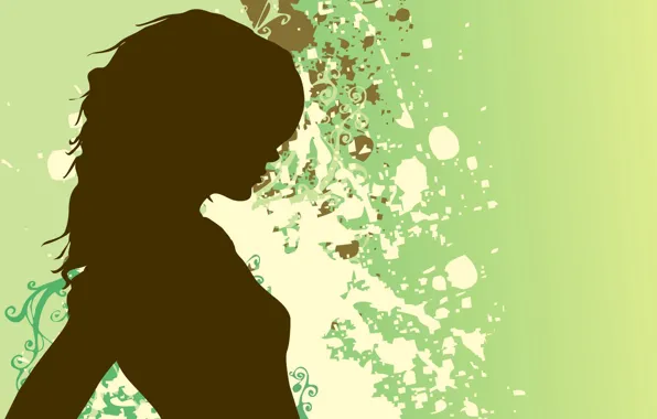 Picture girl, glare, pattern, shadow, vector, texture, art, profile