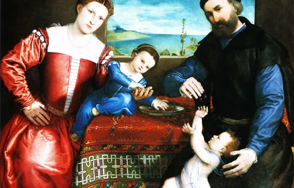 Picture portrait, picture, Giovanni della Volta with his family, Lorenzo Lotto, Lorenzo Lotto