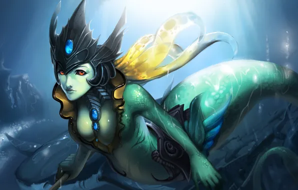 Picture sea, tail, nami, lol, League of Legends, Tidecaller