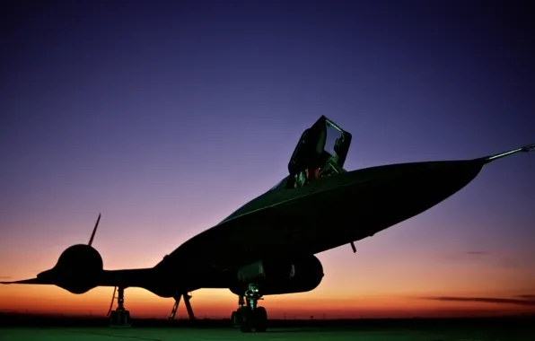 Picture sunset, the plane, the airfield