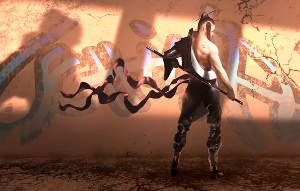 Graffiti, sword, katana, samurai