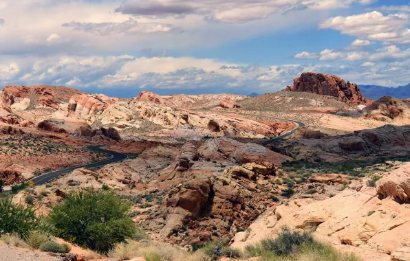 Picture road, rocks, panorama, USA, Nevada