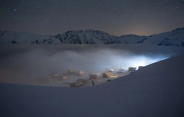 Snow, Snow, Arctic, Arctic, Starry Sky, The Starry Sky, Polar Night, Winter Mountains